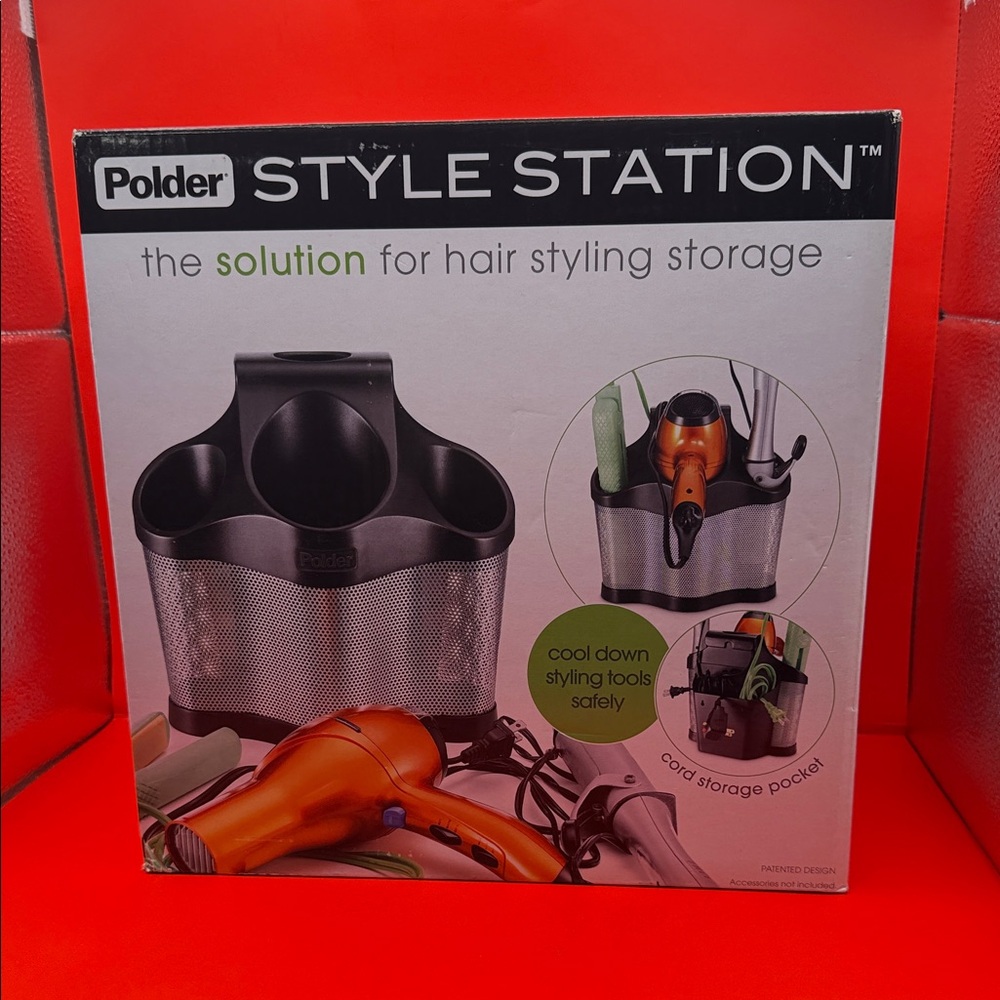 The Polder Style Station hair styling storage organizer